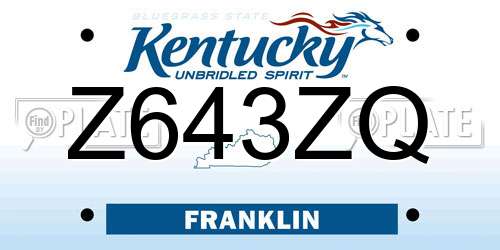 Z643ZQ Kentucky License Plate