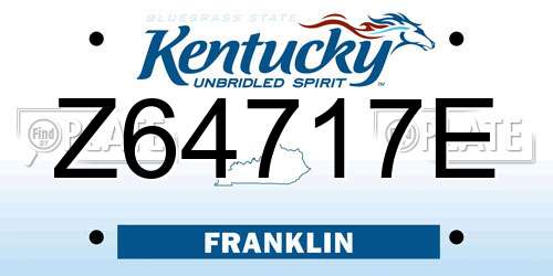 Z64717E Kentucky License Plate