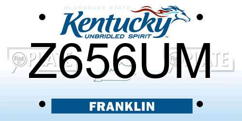Z656UM Kentucky License Plate
