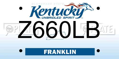 Z660LB Kentucky License Plate