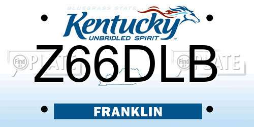 Z66DLB Kentucky License Plate