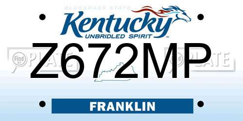Z672MP Kentucky License Plate