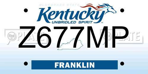 Z677MP Kentucky License Plate