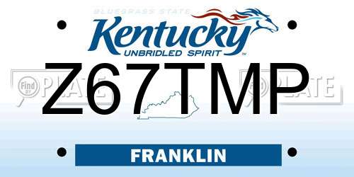 Z67TMP Kentucky License Plate