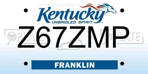 Z67ZMP Kentucky License Plate