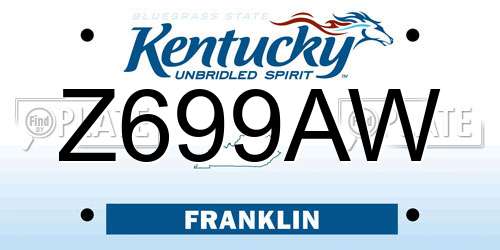 Z699AW Kentucky License Plate
