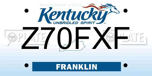 Z70FXF Kentucky License Plate