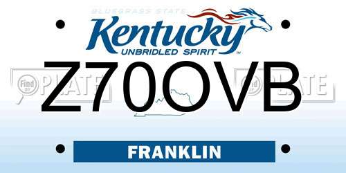 Z70OVB Kentucky License Plate