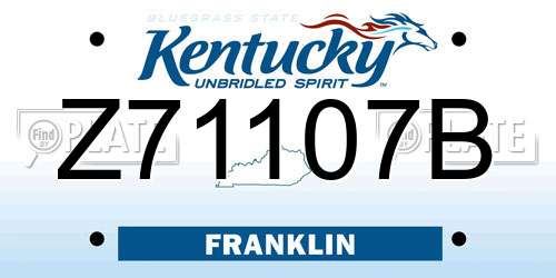 Z71107B Kentucky License Plate