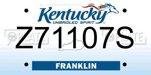 Z71107S Kentucky License Plate