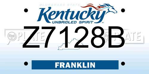 Z7128B Kentucky License Plate