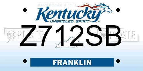Z712SB Kentucky License Plate