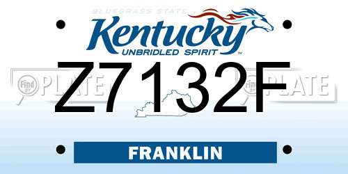 Z7132F Kentucky License Plate