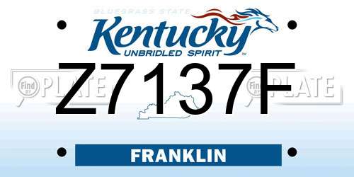 Z7137F Kentucky License Plate