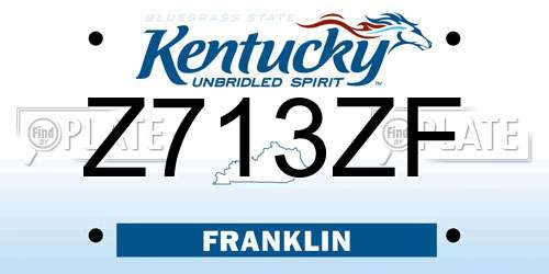Z713ZF Kentucky License Plate