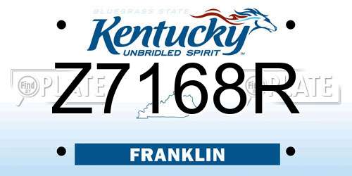 Z7168R Kentucky License Plate