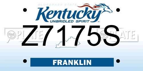 Z7175S Kentucky License Plate