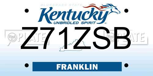 Z71ZSB Kentucky License Plate