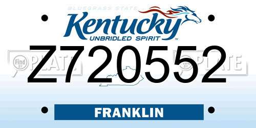Z720552 Kentucky License Plate