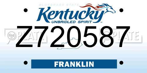Z720587 Kentucky License Plate