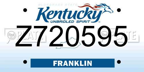 Z720595 Kentucky License Plate