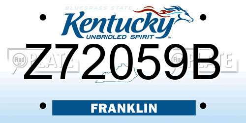 Z72059B Kentucky License Plate