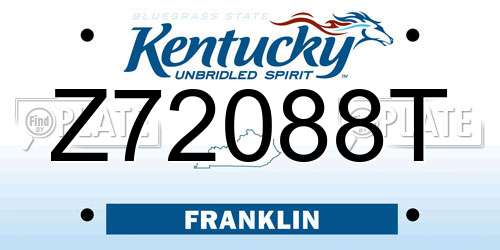 Z72088T Kentucky License Plate