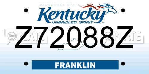 Z72088Z Kentucky License Plate