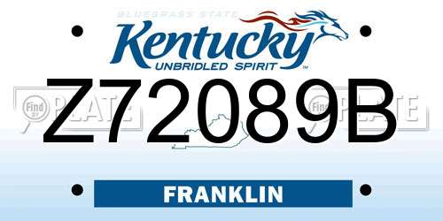Z72089B Kentucky License Plate