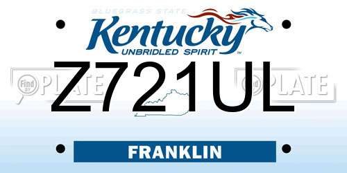 Z721UL Kentucky License Plate