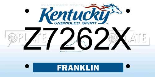 Z7262X Kentucky License Plate