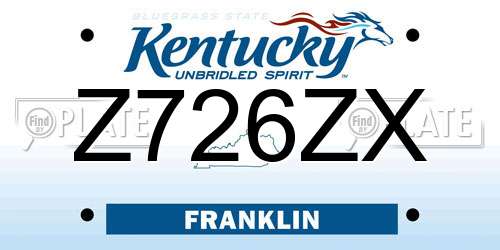 Z726ZX Kentucky License Plate