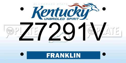 Z7291V Kentucky License Plate