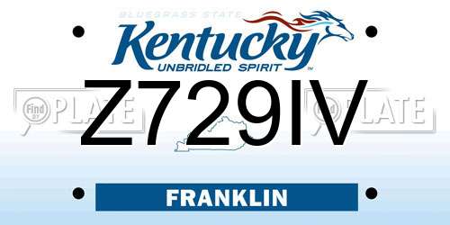 Z729IV Kentucky License Plate