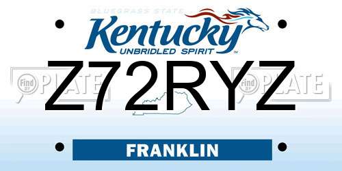 Z72RYZ Kentucky License Plate
