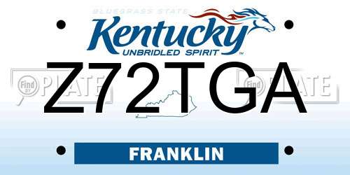 Z72TGA Kentucky License Plate