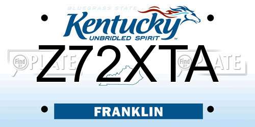 Z72XTA Kentucky License Plate