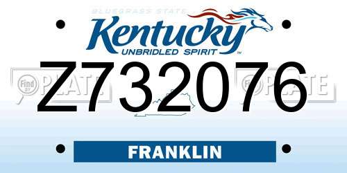 Z732076 Kentucky License Plate