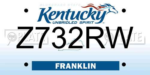 Z732RW Kentucky License Plate
