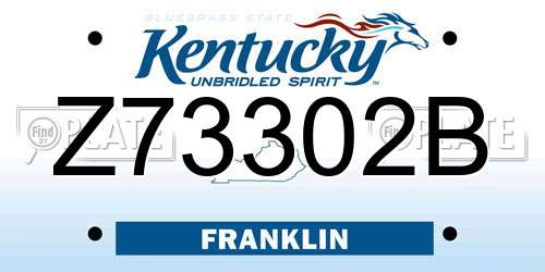 Z73302B Kentucky License Plate