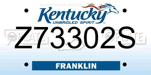 Z73302S Kentucky License Plate