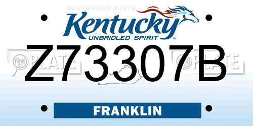 Z73307B Kentucky License Plate
