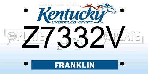 Z7332V Kentucky License Plate