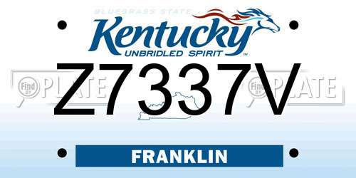 Z7337V Kentucky License Plate
