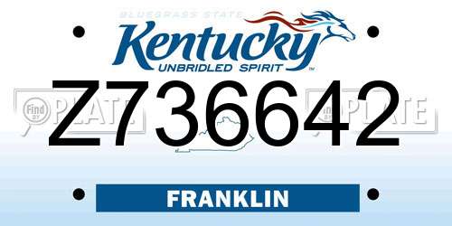 Z736642 Kentucky License Plate