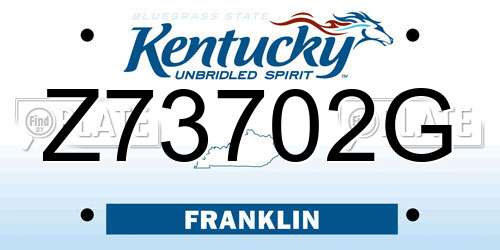 Z73702G Kentucky License Plate