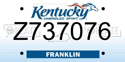 Z737076 Kentucky License Plate