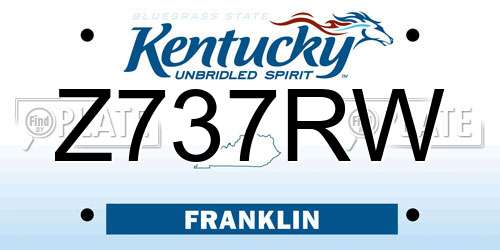 Z737RW Kentucky License Plate