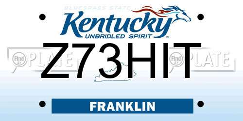 Z73HIT Kentucky License Plate