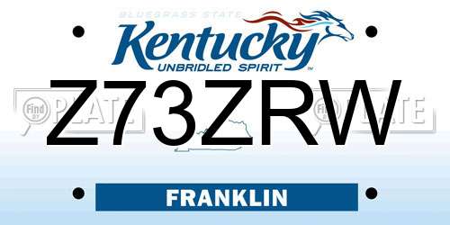 Z73ZRW Kentucky License Plate